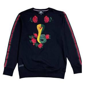 NEW DAMATI men's roses crewneck sweatshirt in black